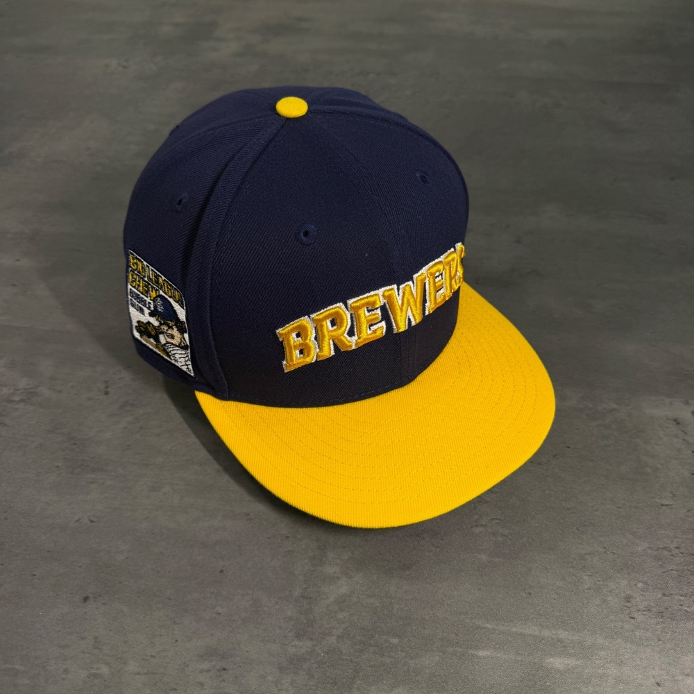 New Era Brewers Hat Mens 7 5/8 Navy Big League Chew 59FIFTY Fitted Cap Alternate